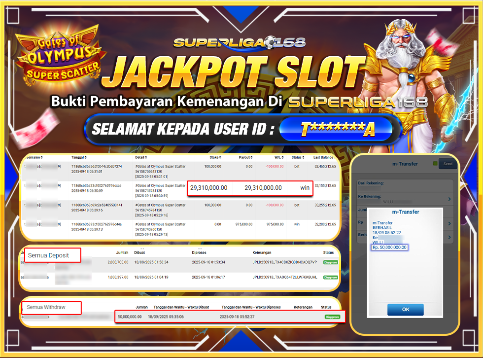 SUPERLIGA168 JACKPOT GATES OF OLYMPUS SUPER SCATTER Rp.50,000,000-LUNASSSSSS